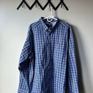 Ariat Men's Blue and Green Plaid Button-Down Shirt